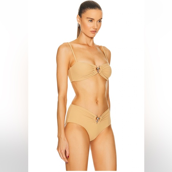 CHRISTOPHER ESBER Ruched Prong Bandeau Bikini Top + High Bikini Brief US8 $343 - Picture 5 of 9
